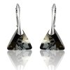 Strieborné náušnice Triangle - Swarovski elements čierne Silver Night 12mm