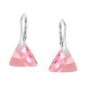 Strieborné náušnice Triangle - Swarovski elements ružpvé Light Rose 16mm