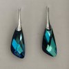 Náušnice  Swarovski elements krídla 23 mm modré Bermuda Blue