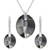 Set Swarovski elements listy čierny SILVER NIGHT 16mm