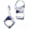 Strieborné náušnice kocky  Swarovski elements 8 mm modré BERMUDE BLUE