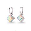 Strieborné náušnice kocky  Swarovski elements  8 mm dúhové CRYSTAL AB