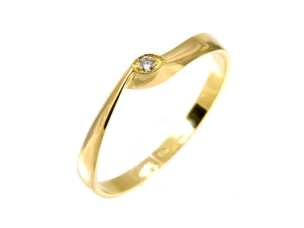 Dámský prsten s briliantem 1756 (Barva zlata bílá, Velikost prstenu 49)