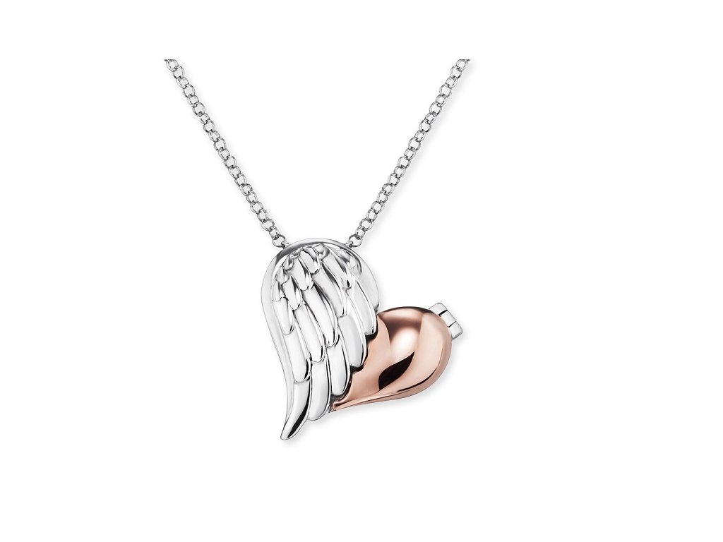 Stříbrný náhrdelník srdce s křídlem 845 Engelsrufer (Délka náhrdelníku 40 cm)