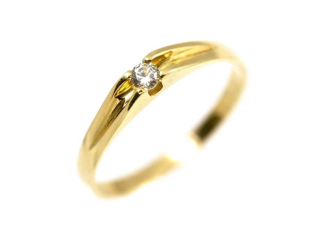 Zlatý zásnubní prsten se zirkonem 414 (Velikost 50, Barva zlata bílá)