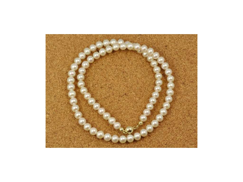 Náhrdelník říční perly 282 průměr 6mm (Délka náhrdelníku 45 cm)