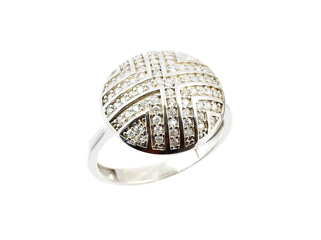 Stříbrný kruhový prsten se zirkony 833 (Velikost prstenu 56)
