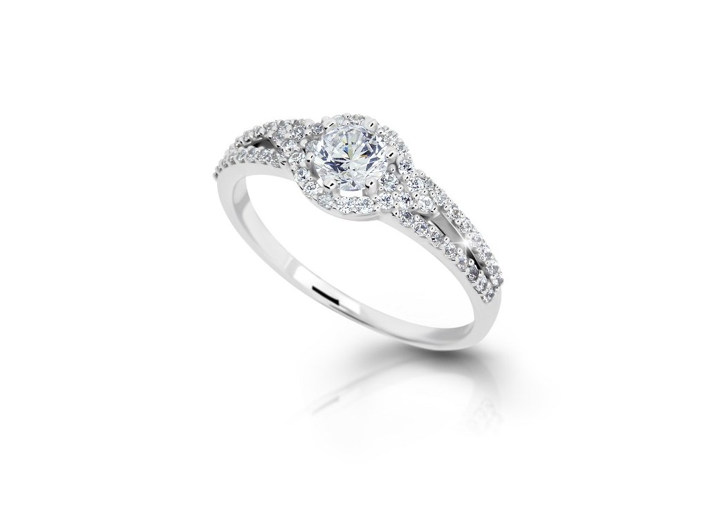 Prsten se zirkony v bílém zlatě 1363 (Velikost prstenu 50)