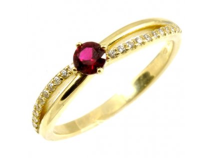Zlatý dámský prsten s rubínem 1621 (Velikost prstenu 50)
