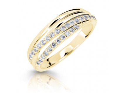 Zlatý dámský prsten se zirkony 1641 (Velikost prstenu 50)