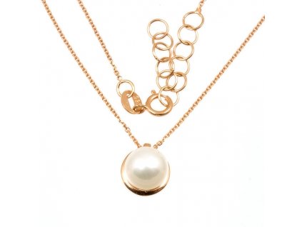 Dámský zlatý náhrdelník s perlou růžové zlato 828 (Délka náhrdelníku 42 cm)