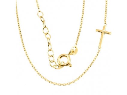 Zlatý dámský náhrdelník s křížkem 844 (Délka náhrdelníku 42 cm)