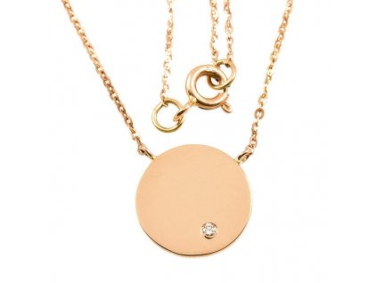 Dámský zlatý náhrdelník růžový s briliantem 878 (Délka náhrdelníku 45 cm)