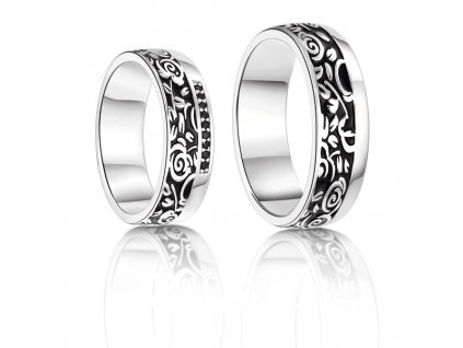Stříbrné snubní prsteny Ashton a Mila (Rytina Bez rytiny)