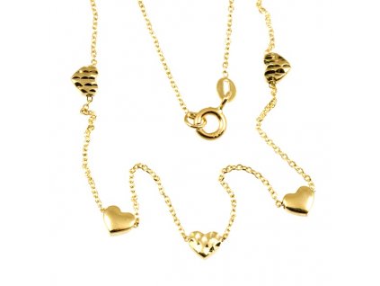 Zlatý dámský náhrdelník srdíčka 907 (Délka náhrdelníku 42 cm)