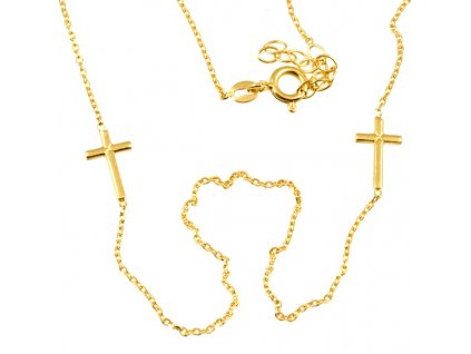 Zlatý dámský náhrdelník s křížkem 971 (Délka náhrdelníku 42 cm)