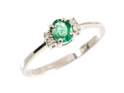 Zlatý prsten s přírodním smaragdem a brilianty 1896 (Velikost prstenu 55, 18ti karát. zlato 750/1000)