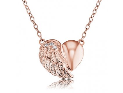 Stříbrný náhrdelník srdce růžové Engelsrufer 999 (Délka náhrdelníku 42 cm)
