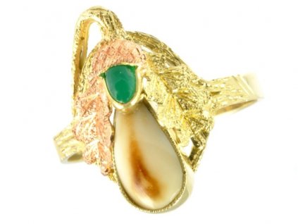 Zlatý prsten s grandlí 381 lovecký šperk (Velikost prstenu 53)