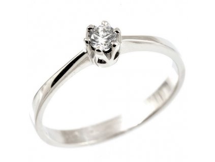 Zlatý zásnubní prsten se zirkonem 918 (Barva zlata bílá, Velikost prstenu 48)