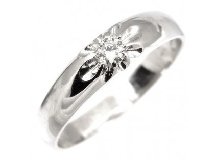 Zlatý prsten s diamantem v bílém zlatě 982 (Velikost prstenu 49)
