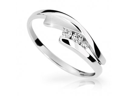 Zlatý elegantní prsten se zirkony bílé zlato 1023 (Velikost prstenu 50)