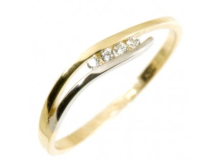 Zlatý elegantní prsten se zirkony 1024 (Velikost prstenu 50)