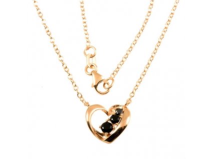 Zlatý náhrdelník srdce růžové zlato 513 (Délka náhrdelníku 42 cm)