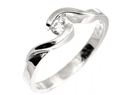Zlatý prsten s diamantem 1369 (Barva zlata bílá, Velikost prstenu 49)