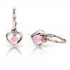 Zlaté dětské náušnice srdíčka růžové zlato 785 (Barva kamene bílá, Barva zlata růžová)