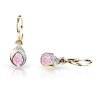 Zlaté dětské náušnice kapka růžový kamínek 787 (Barva kamene bílá, Barva zlata bílá)