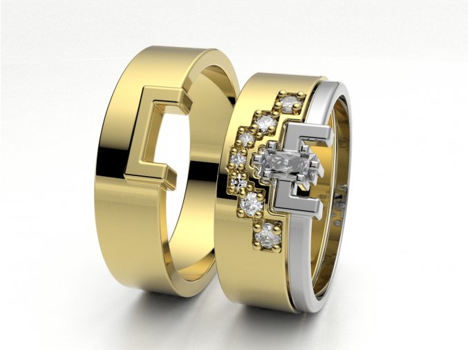 Skládací snubní prsteny žluté zlato 3302102