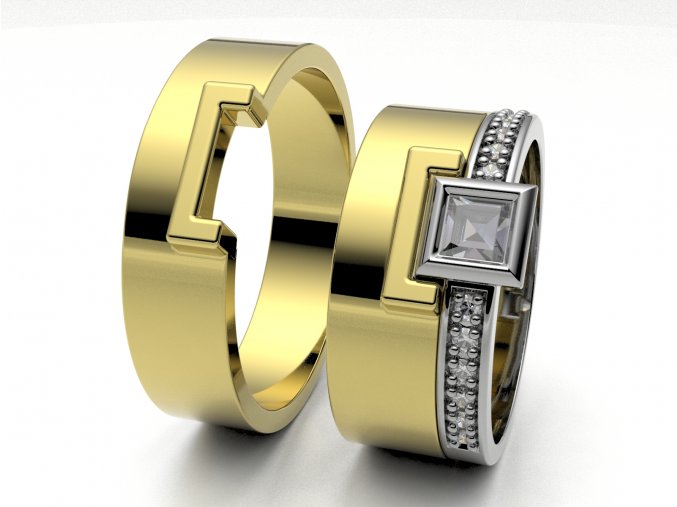 Skládací snubní prsteny žluté zlato 3308202