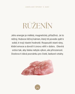 🌸Růženín otevírá srdeční čakru — jemně, bez tlaku, bez dramat. Pomáhá ti uvolnit staré bolesti, uložené hluboko v těle i v...