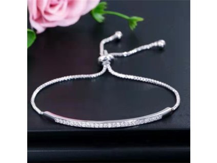 Náramek s kamínky stříbrná barva
