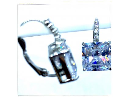 (O208) Ocelové dámské náušnice, tvar ČTVEREC s kamínky (1,2 cm), na klapku