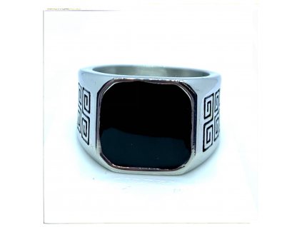 (O105) Ocelový pánský prsten PEČEŤ s řeckým vzorem