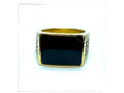 (O107) Ocelový pánský prsten PEČEŤ s řeckým vzorem GOLD/zlatá barva 2