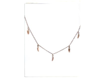 (O4033) Ocelový dámský set/náhrdelník ZRNKA, ROSE GOLD/růžová barva