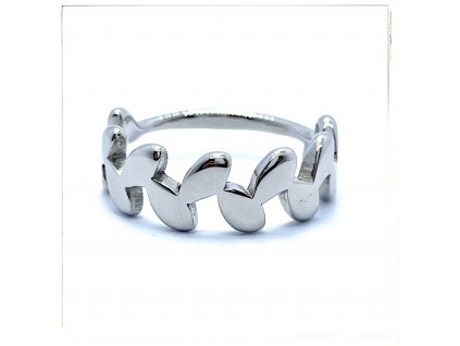 (O160) Ocelový dámský prsten LISTY