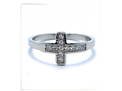 (O186) Ocelový dámský prsten KŘÍŽEK s kamínky