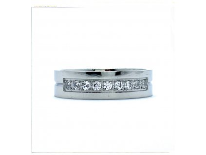 (O178) Ocelový dámský prsten s kamínky 6 mm