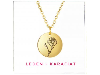 (O4082) Ocelový dámský set MEDAILON S KVĚTINOU, GOLD/zlatá barva