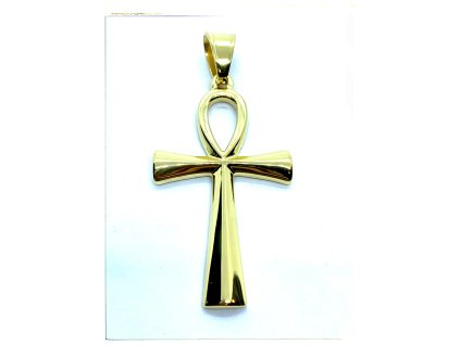 (O419) Ocelový kříž 4 cm, Nilský kříž, ANCH, GOLD/zlatá barva