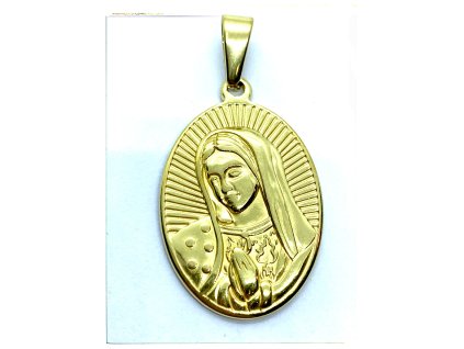(O476) Ocelová MADONKA, ovál 3,3 cm, GOLD/zlatá barva