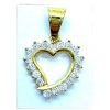 (O3306) Ocelový přívěšek SRDCE s kamínky, GOLD/zlatá barva