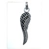(O3519) Ocelový přívěšek KŘÍDLO s černými kamínky, ANDĚLSKÉ KŘÍDLO s černými kamínky