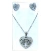 (O506) Ocelový dámský set STROM ŽIVOTA ve tvaru srdce bez kamínků