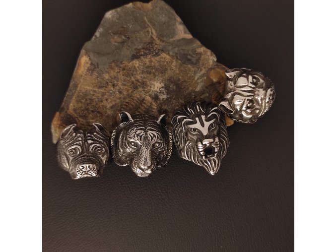 Prsteny z chirurgické nerez oceli 316L - se zvířecími motivy - medvěd, lev, buldog, rotvajler