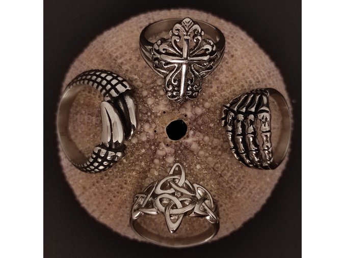 Prsteny z chirurgické nerez oceli 316L - historické, motorkářské motivy, symbol kříže